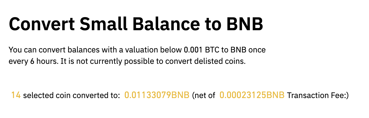 bitcoin dust binance